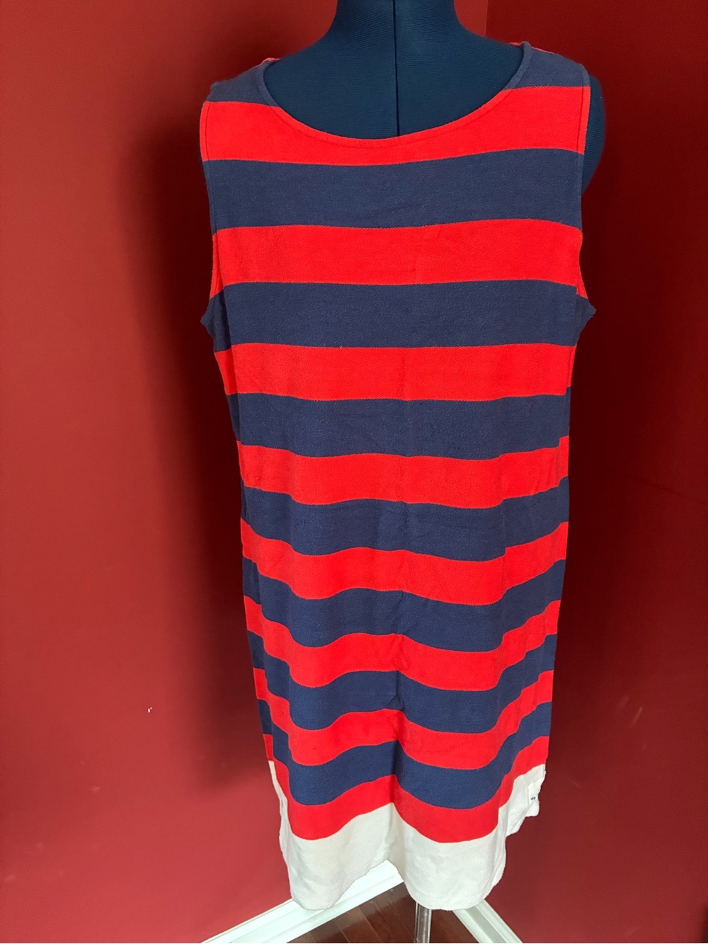 Vineyard Vines Striped Tank Dress Red Navy White Hem